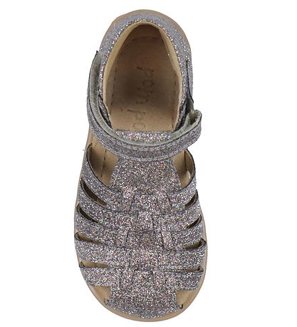 Pom Pom Sandalen - Starter Klettband Zopf - Multi Glitter