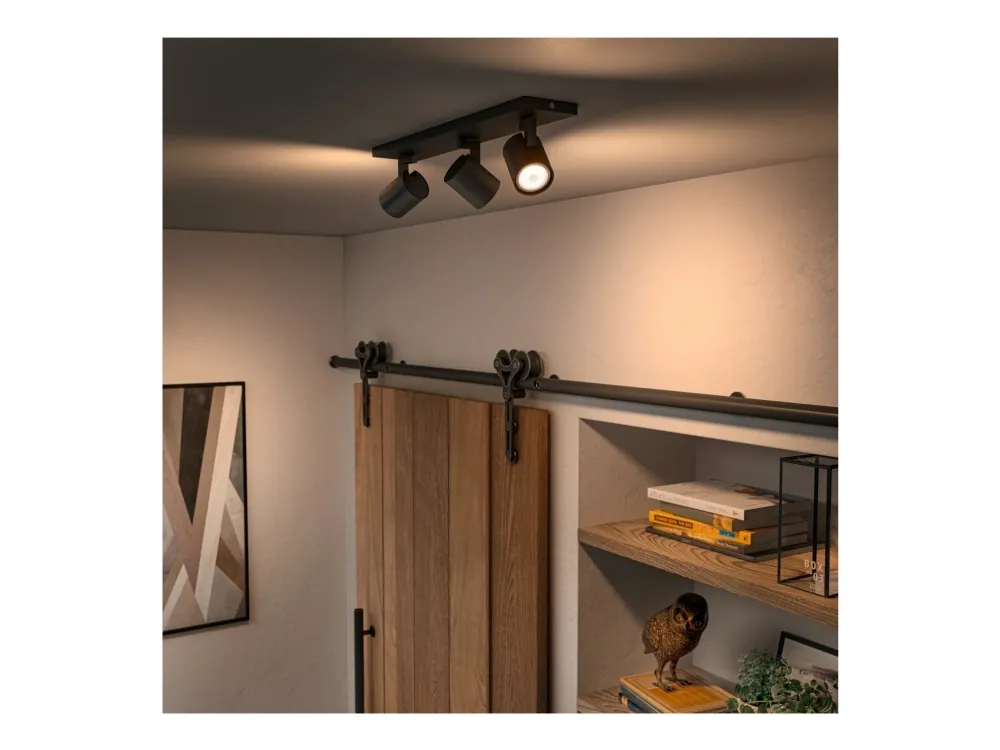 Philips Hue White ambiance Runner - Spotlys - LED-spot lyspære x 3 - GU10 - total: 15 W (tilsvarende 150 W) - varmt til køligt hvidt lys - 2200-6500 K - tredobbelt - sort