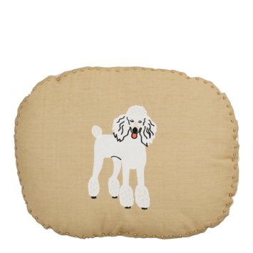 Sierkussen ovaal poedel beige - l45xb35xh10cm