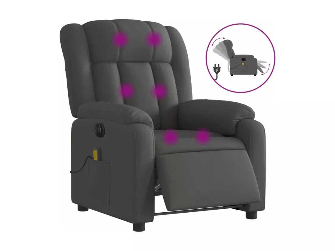 Fauteuil inclinable massant électrique gris foncé tissu