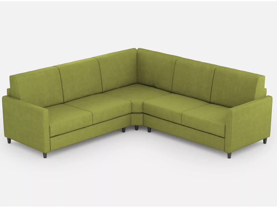 Canapé d'angle moderne italien tissu vert pistache Korane - 5 tailles-Taille 281x241 cm