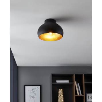 Eglo plafondlamp Mogano Ø28 cm zwart-goud