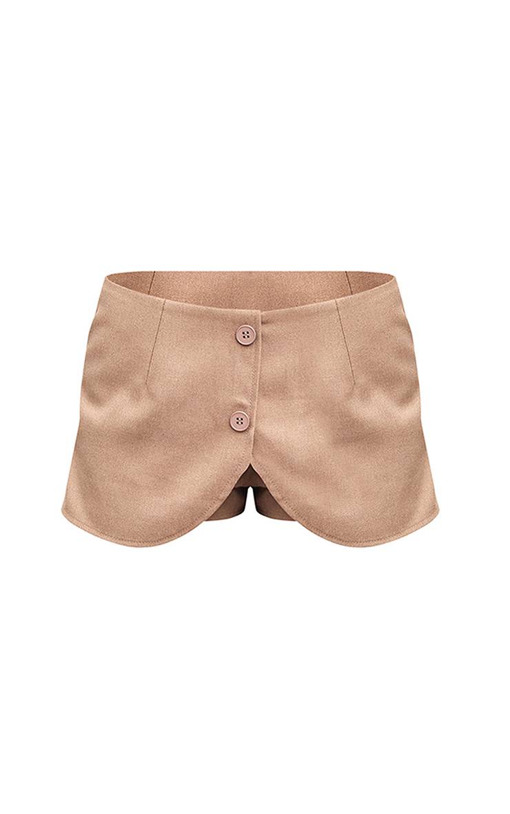 Taupe Ensemble Jupe-short Tissée Avec Détail Poches