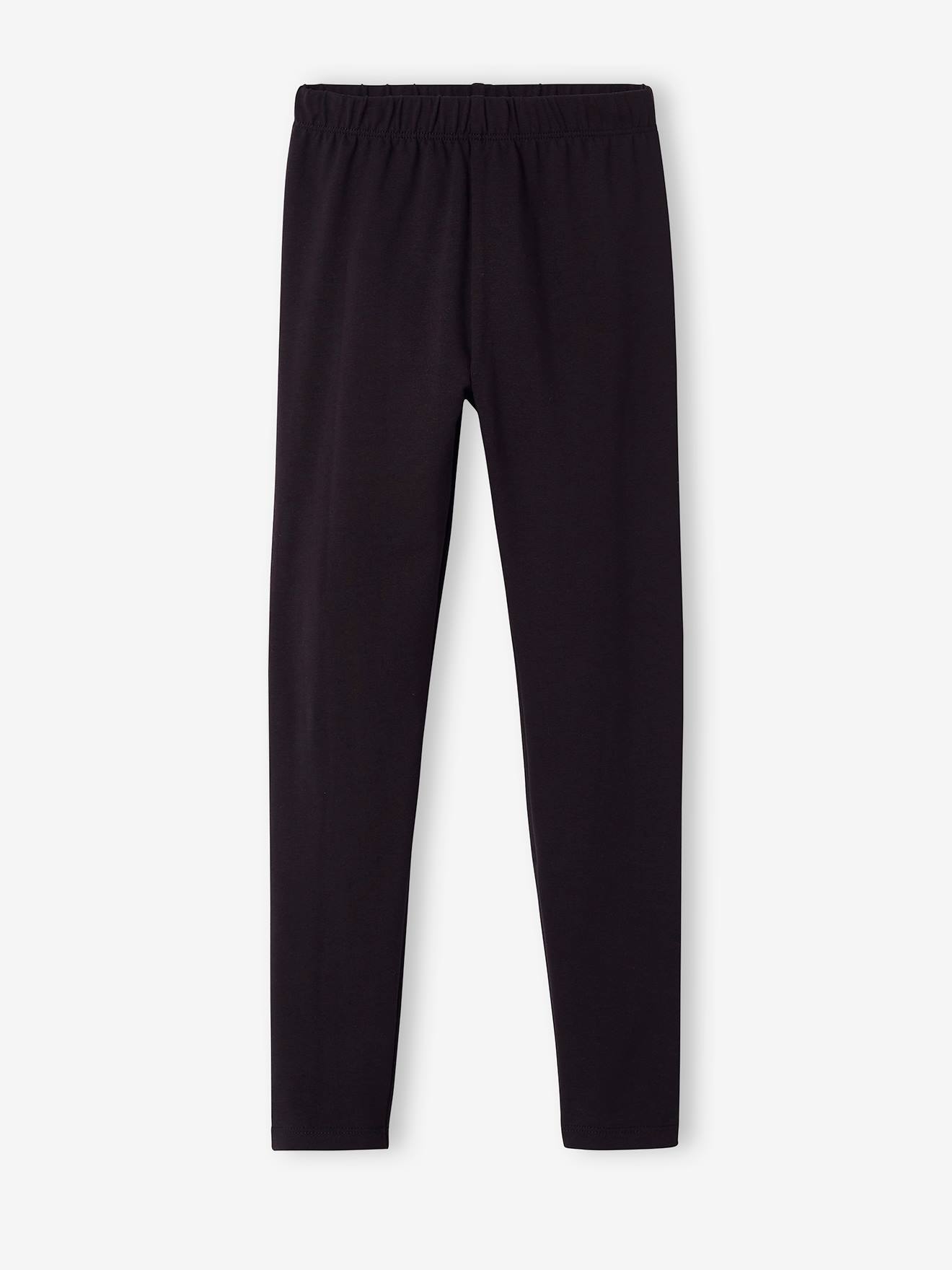 Conjunto de 2 leggings sortidas para meninas, lisas e cinza escuro.