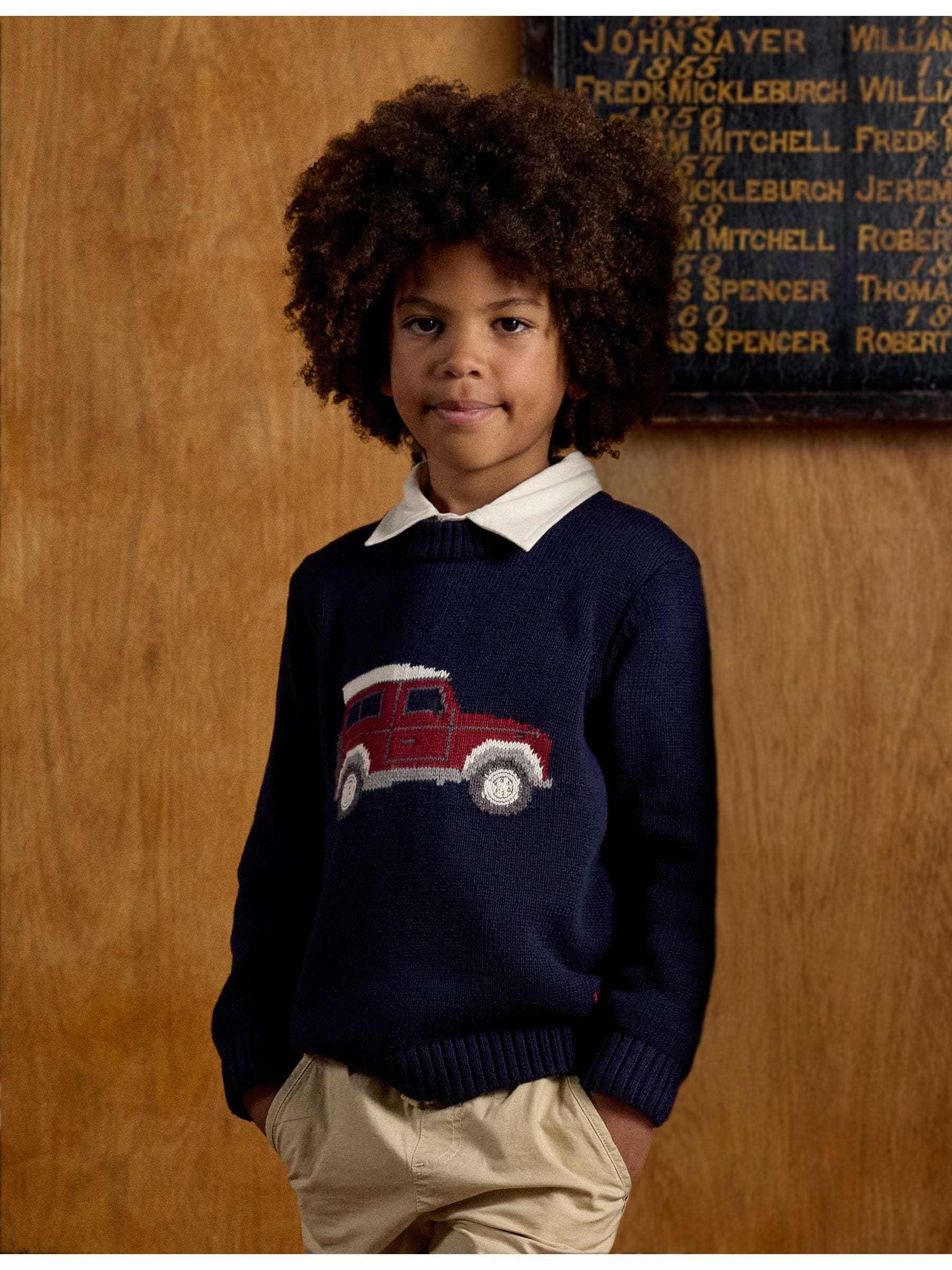 Donkerblauw - Joules Cracking Intarsia gebreide kindertrui