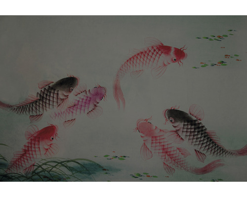 Vliesbehang, digitale print DD110771 Asian Fusion Dancing Koi, set van 4, 400 x 270 cm