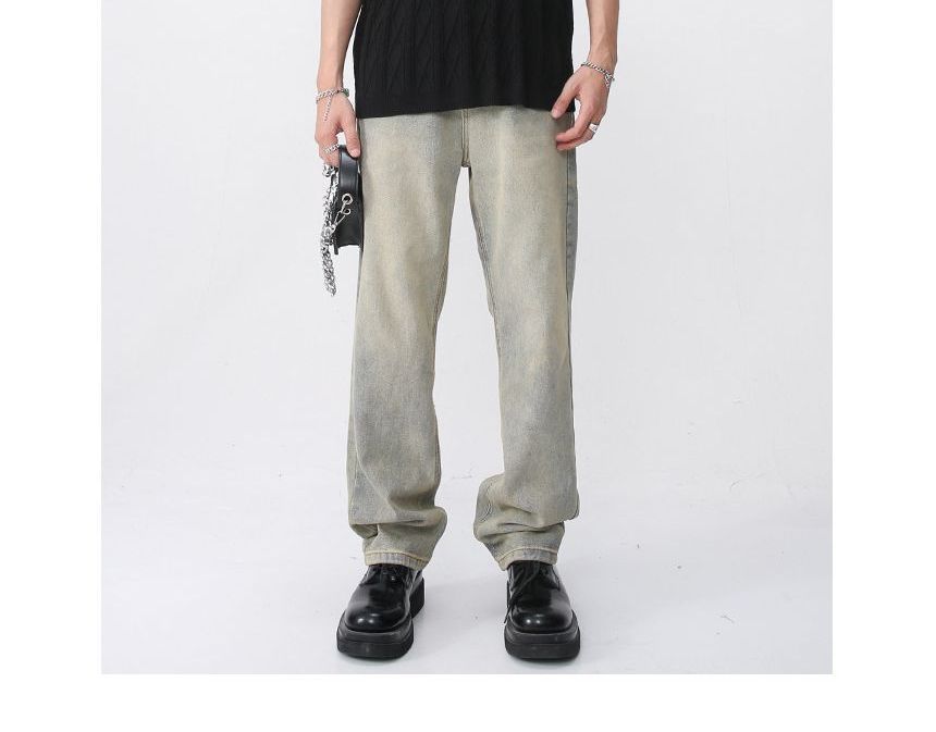 FAERIS - Hoge taille gewassen rechte jeans