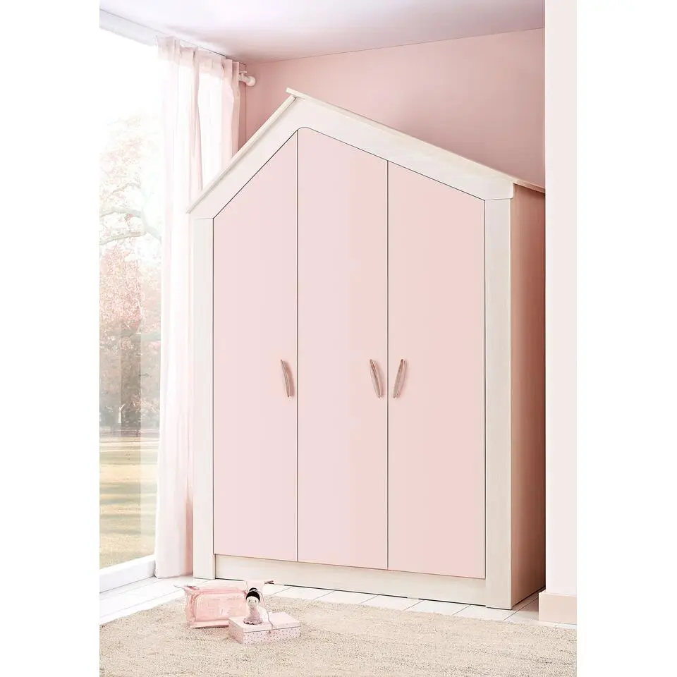 Cento Pink 3-deurs kledingkast huisje meisjeskamer