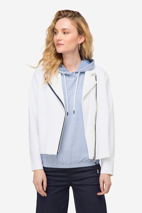 Biker-Jacke, Sweat, Revers, Zipper, Langarm