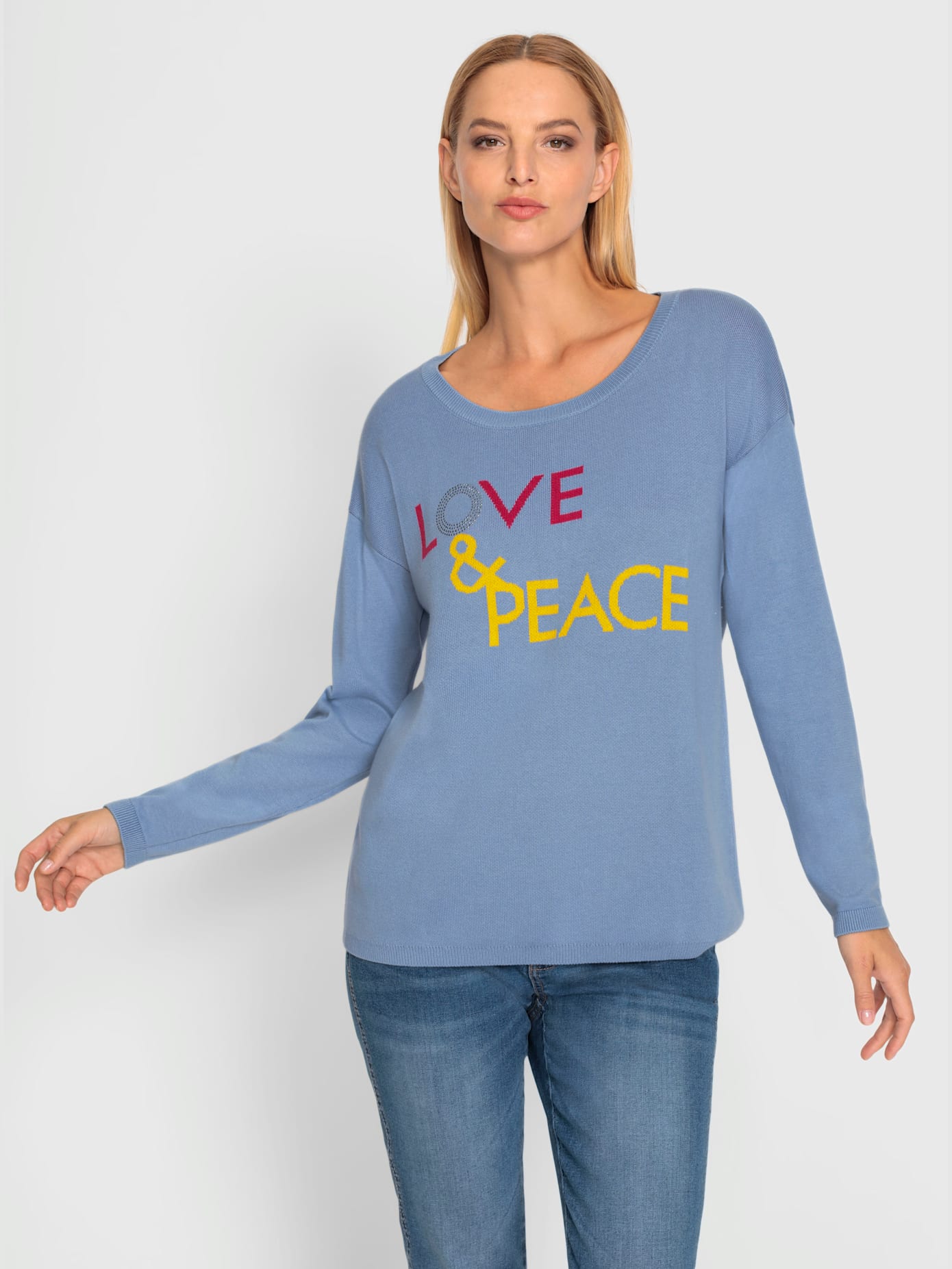 Pull inscription avec petites pierres brillantes fantaisie