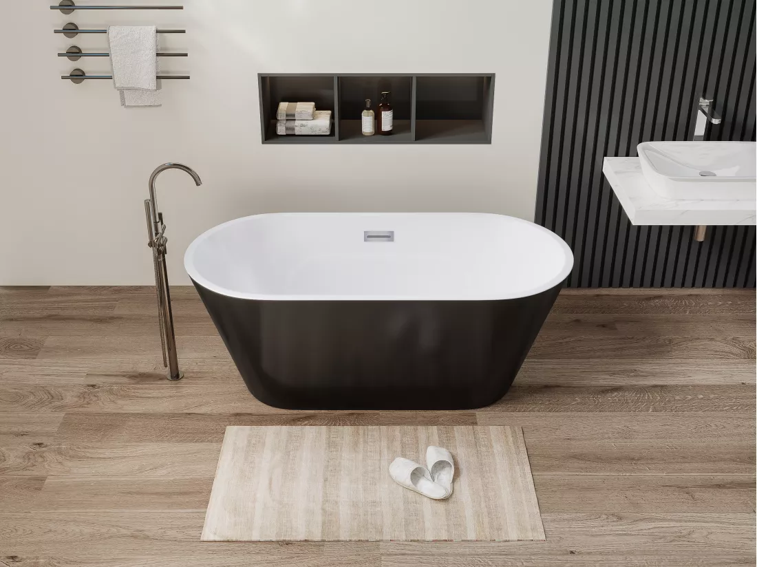 Baignoire îlot design - 201 L - 150 x 70 x 58 cm - Noire - TWIGGY