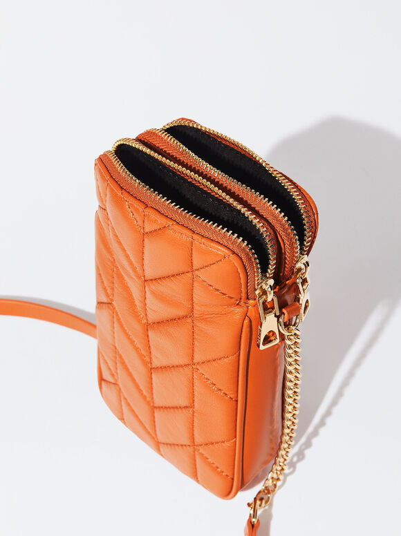 Bolsa acolchoada para celular - Laranja