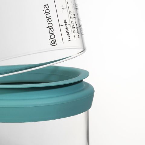 Voorraadbus met Maatbeker 1 liter, Glas - Mint