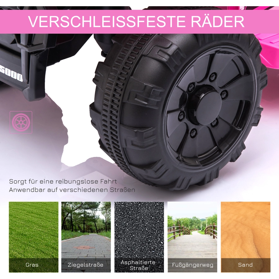 HOMCOM Elektroquad 6V Akku Elektroauto LED Frontlicht rosa