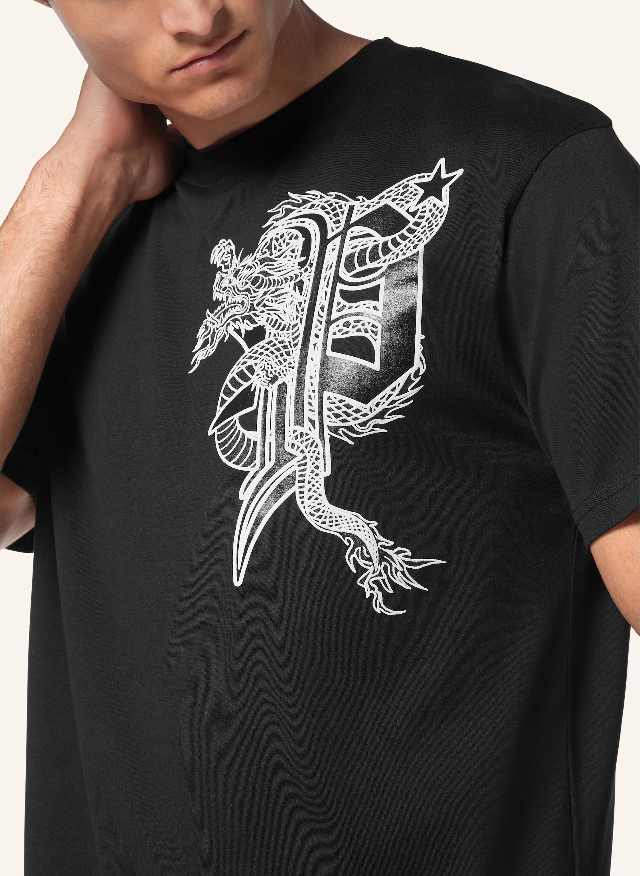 PHILIPP PLEIN T-Shirt mit Schmucksteinen DRAGON