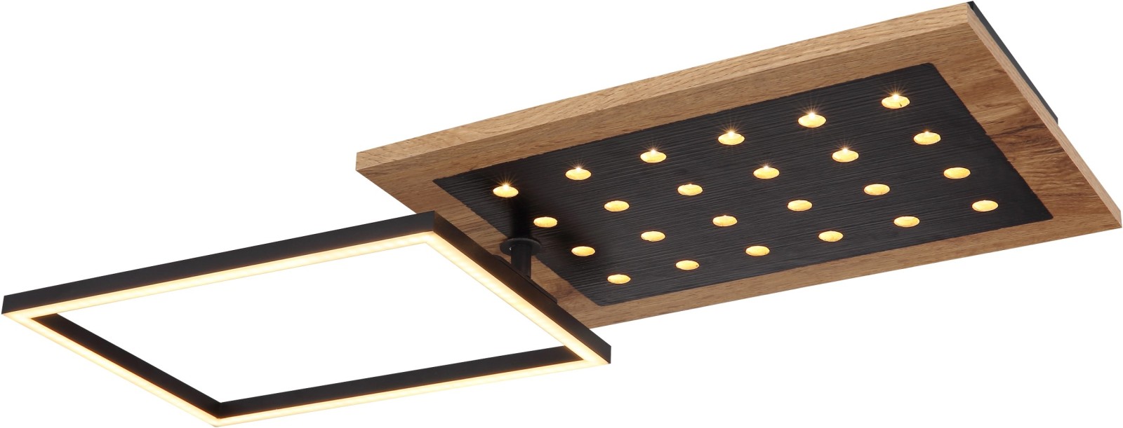 LED-Deckenleuchte - schwarz-holzfarben - 63,5 cm