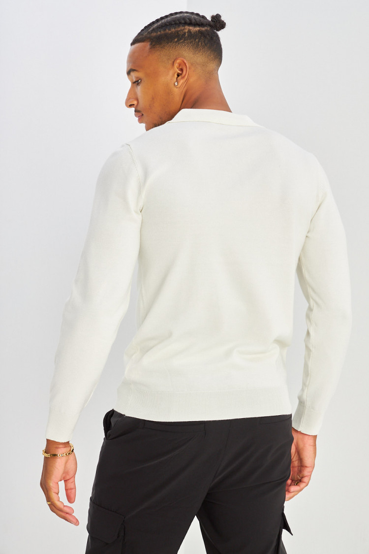 Pull léger blanc à boutons