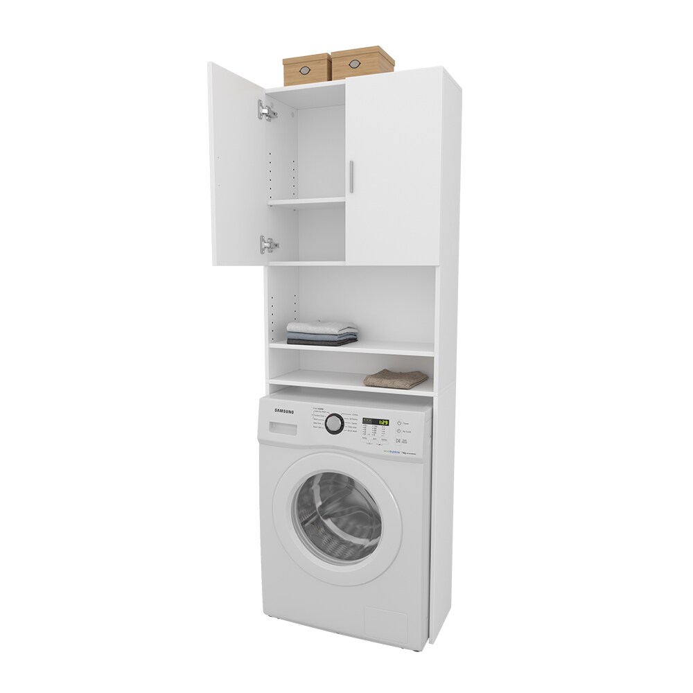 Vicco Waschmaschinenschrank Martha Weiß, 64 x 190 cm, Badregal, Hochschrank