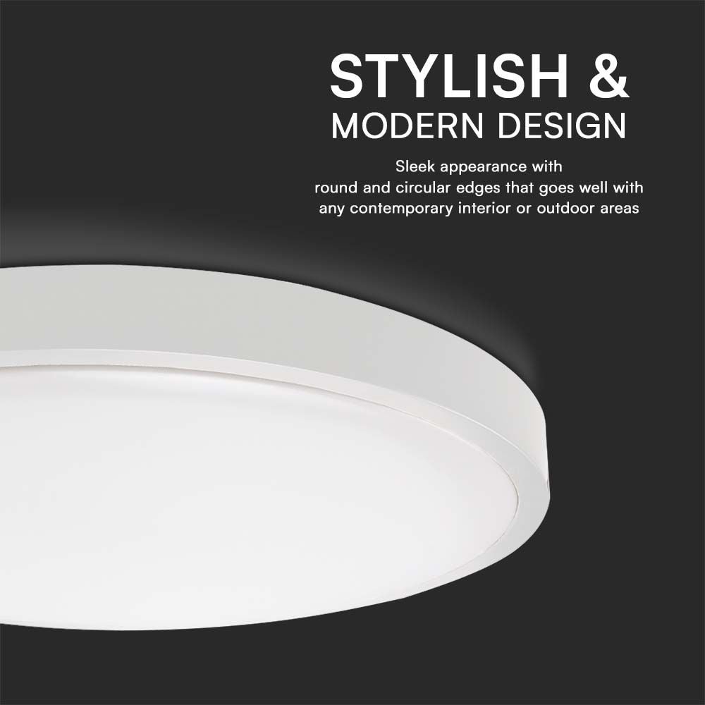 V-TAC VT-8630W-RD - Ronde LED-koepellampen - 420 mm - IP44 - Wit - 30 W - 3000 lumen - 6500 K