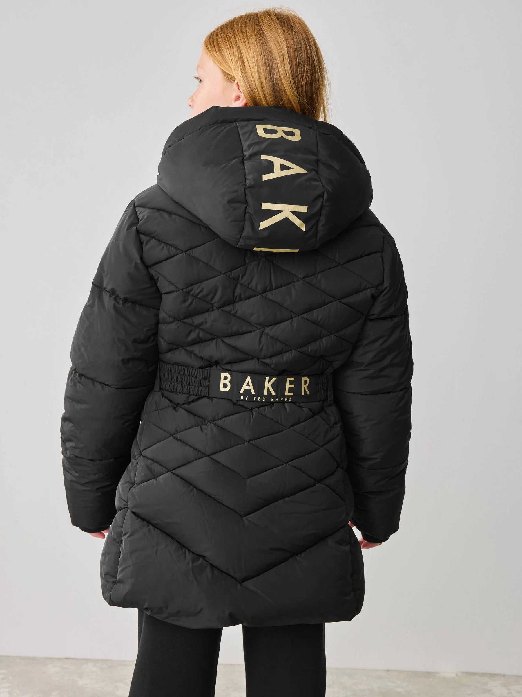 Zwart - Baker by Ted Baker - Regenbestendige halfzware gevoerde jas met ceintuur