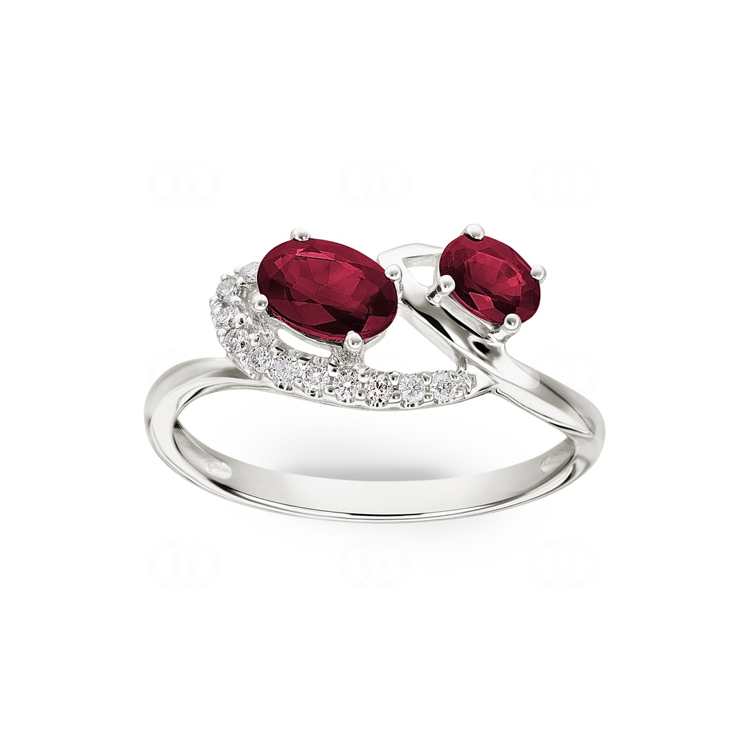 Rubinring 750/18 K Weissgold mit Diamanten 0.08 ct H/si