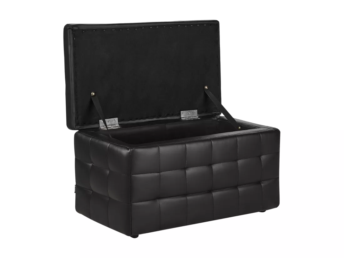 Pouf de rangement MICHIGAN Cuir PU 72 cm 42 cm Noir