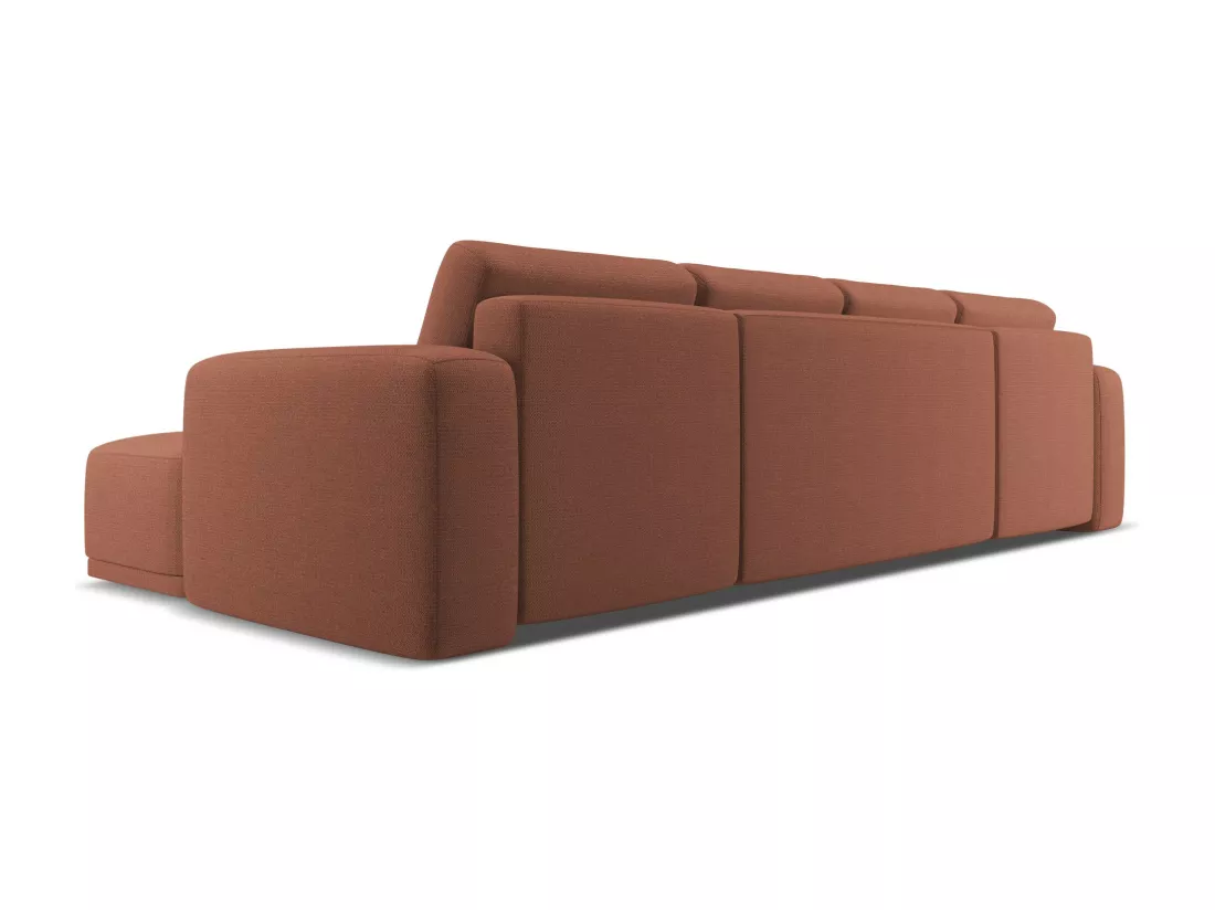 Canapé d'angle panoramique convertible en tissu chenille - rose sourd - KAILA