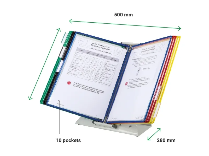Tarifold Bord Display A4 10 Lommer Assorterede Farver