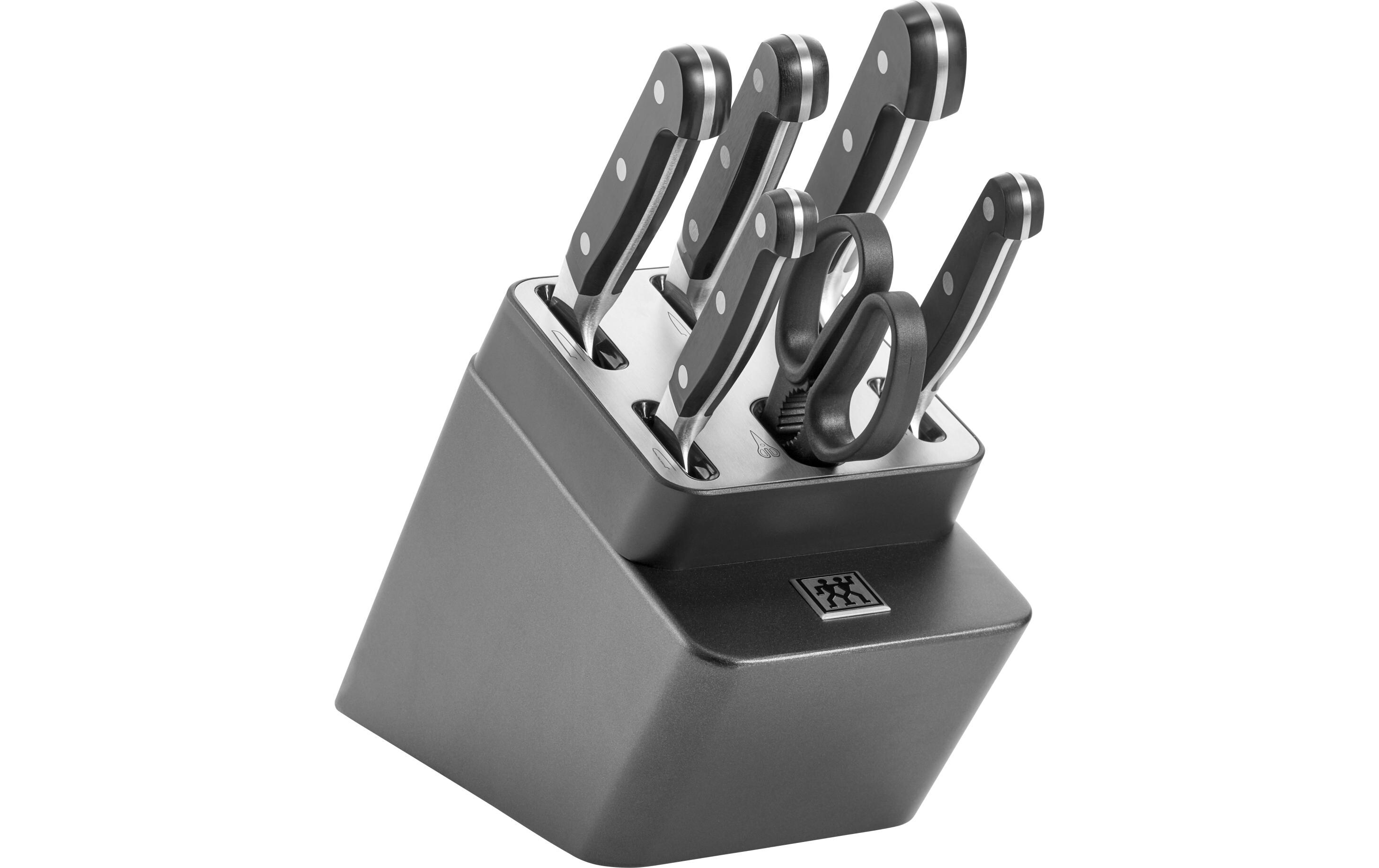Messerblock-Set mit Messer Pro Grau, 7-teilig<br>Selbstschärfender Messerblock