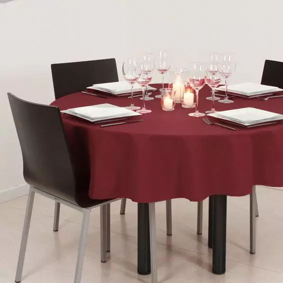Nappe ronde anti tache (D180 cm) Lina Rouge bordeaux
