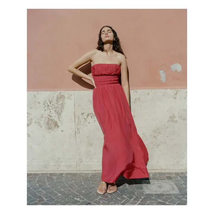 Peony Robe Strapless Maxi | Rouge framboise