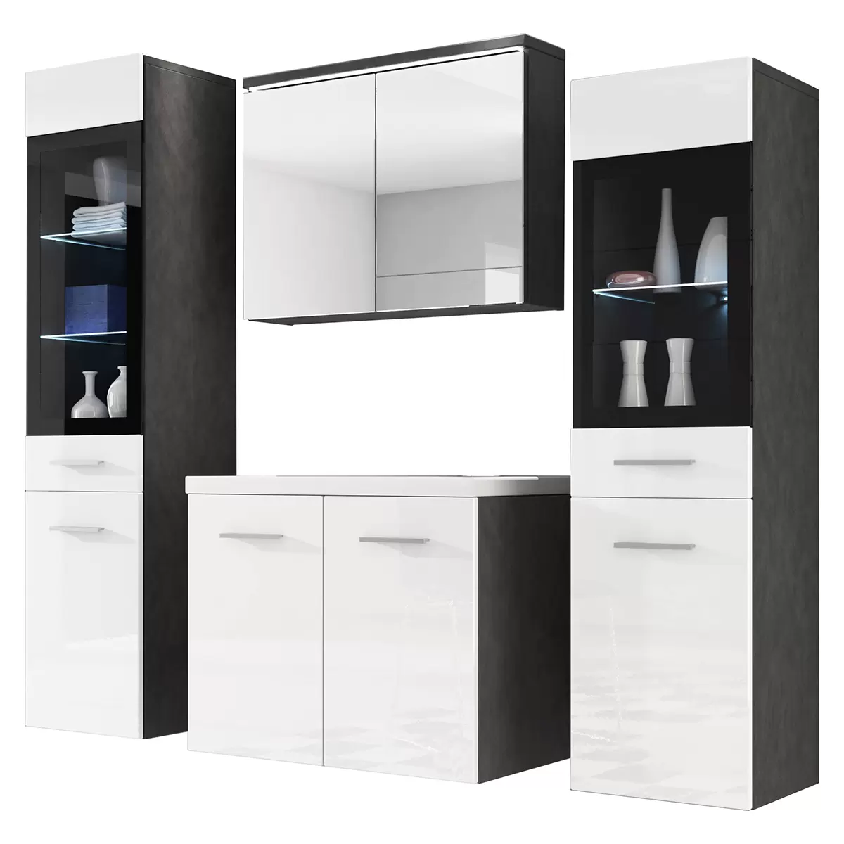Badezimmer Madrid II anthrazit,weiss