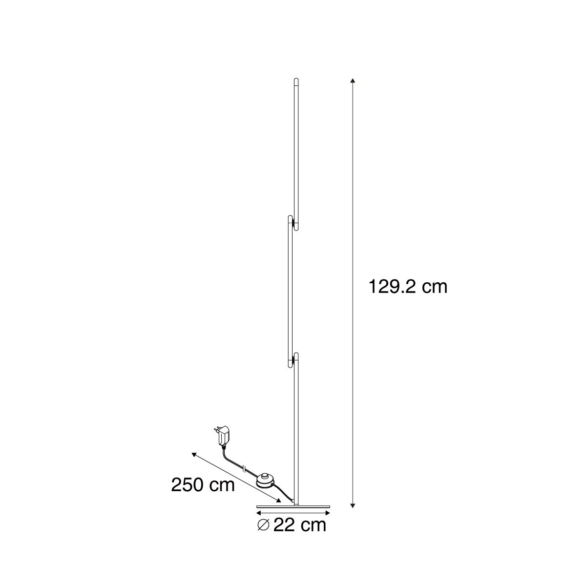 Design vloerlamp zwart incl. LED 3-staps dimbaar - Gate