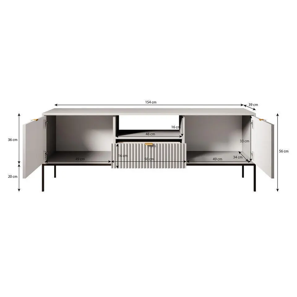 Meubella - TV-Meubel Navil - Beige - 154 cm