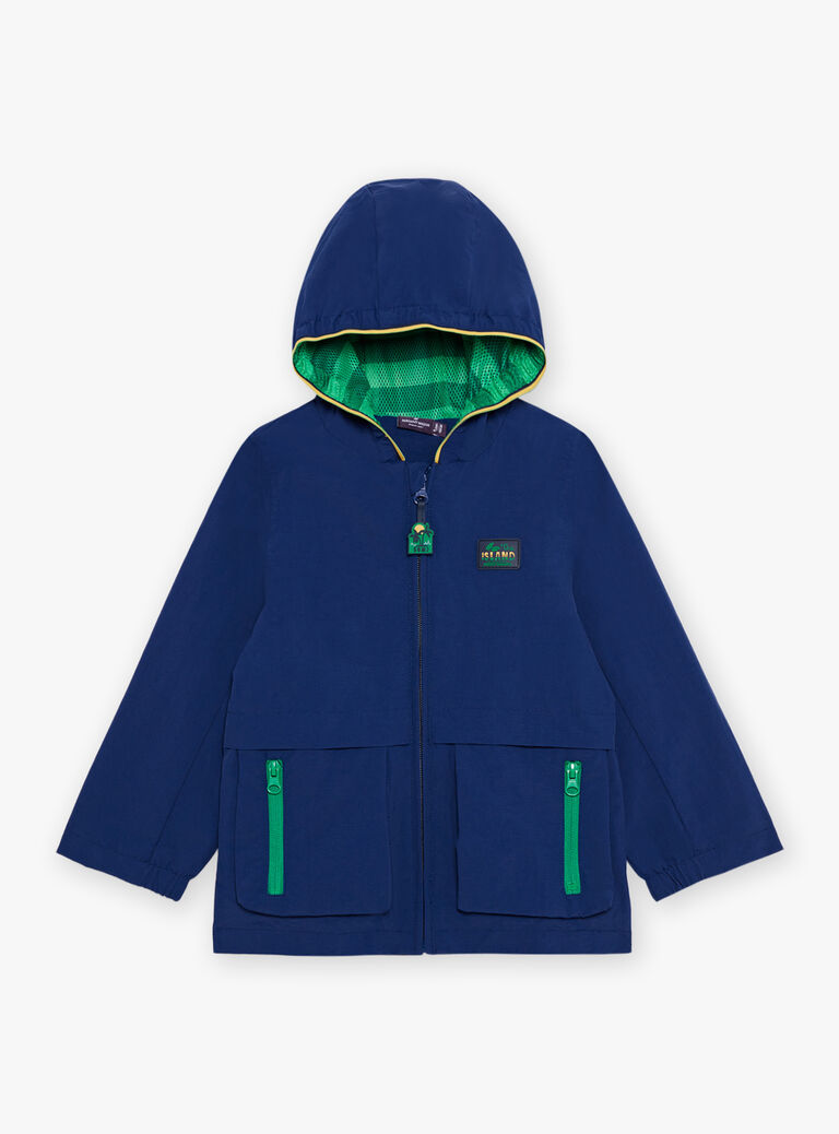 Parka bleu roi à capuche