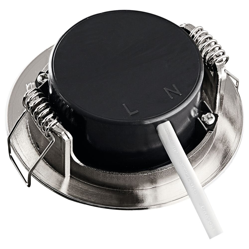 LED inbouwspot, dimbaar, vast, IP44, in nikkel