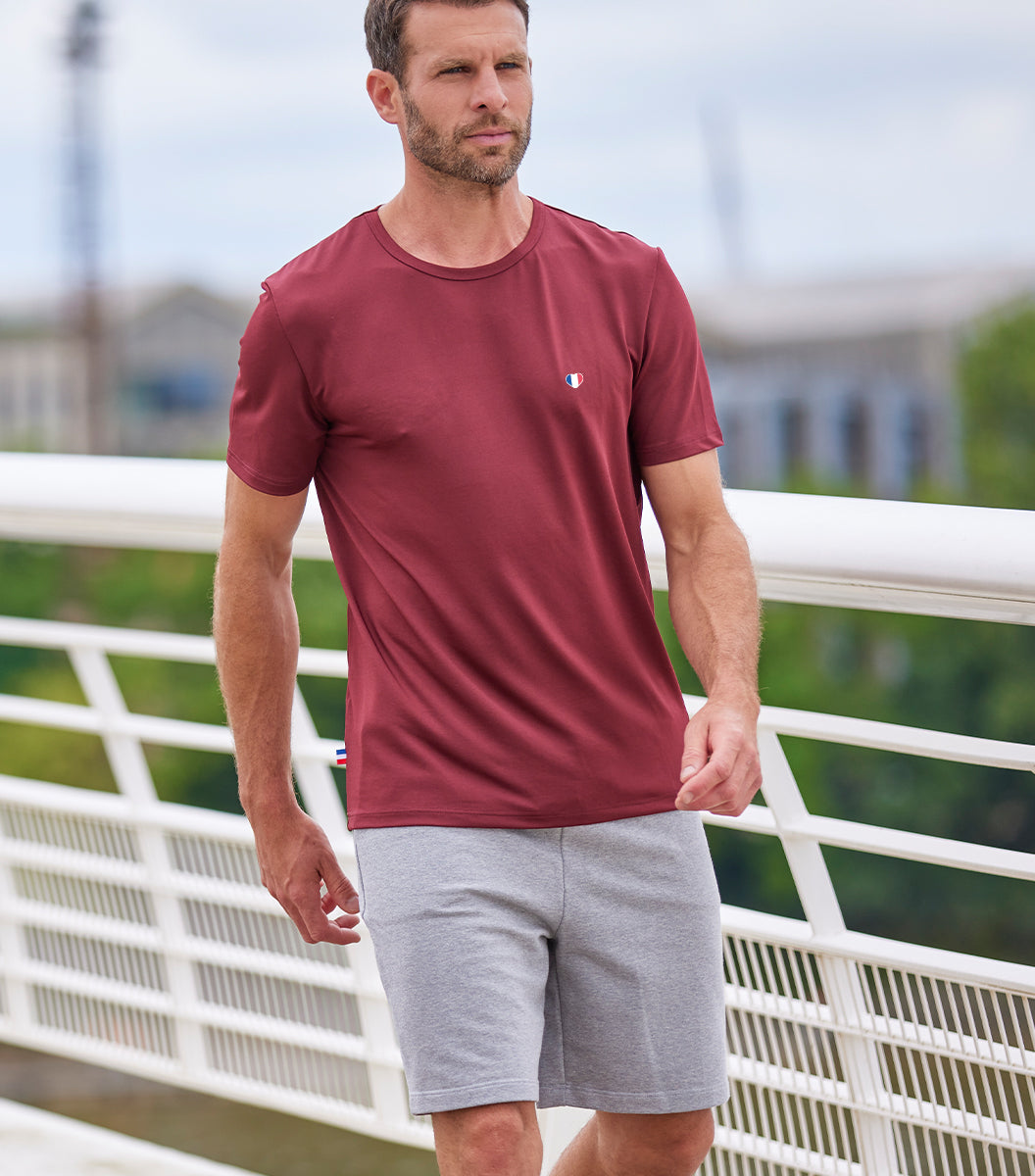 Short molleton Homme Gris Chiné