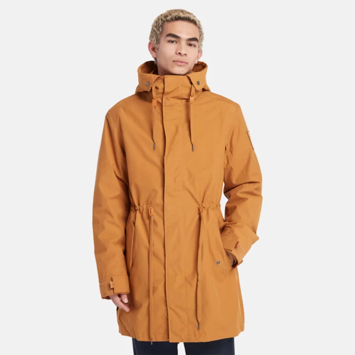 Jaqueta parka Snowdown Peak 3 em 1 com cauda de peixe, resistente à água, para homens, na cor amarela.