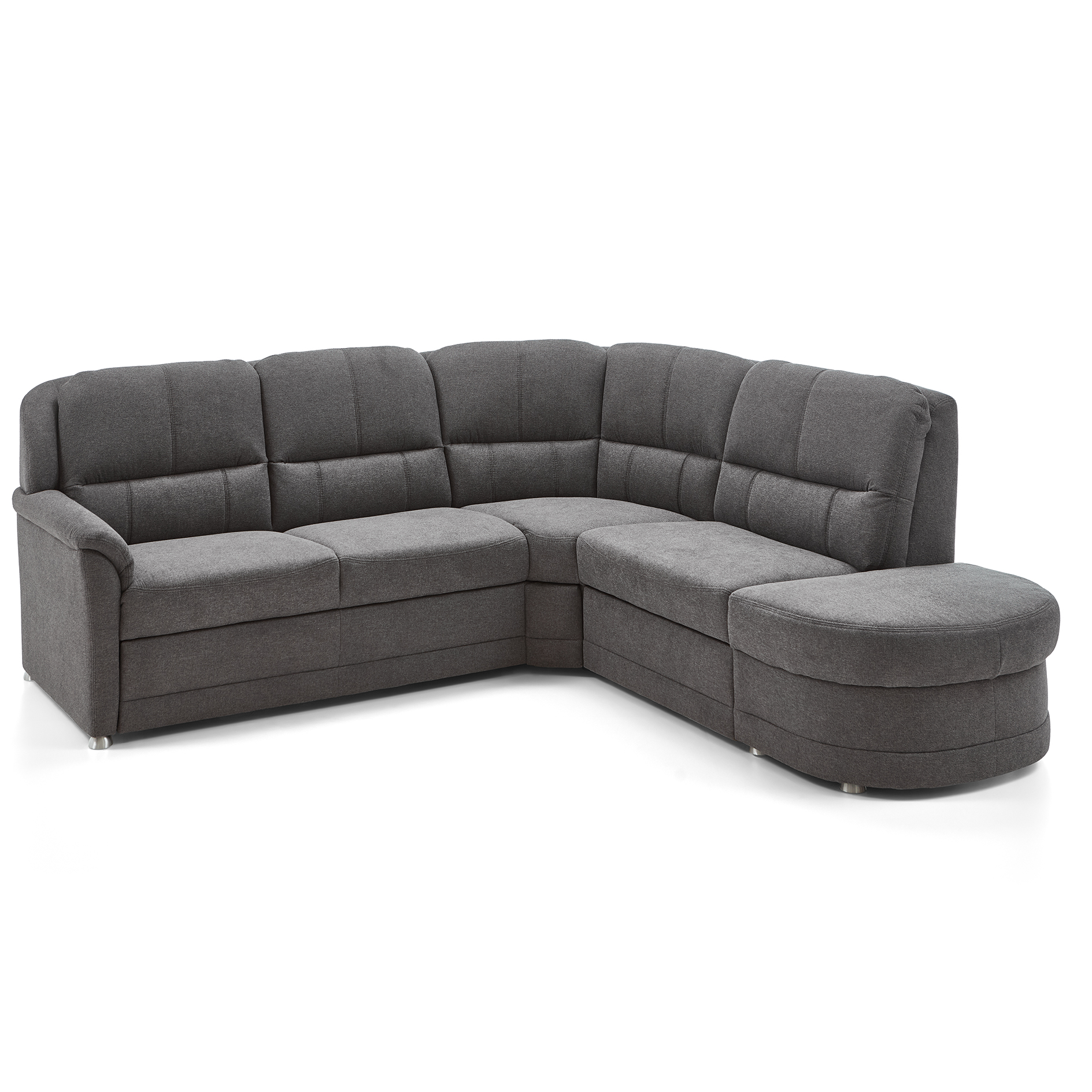 polsterpower Ecksofa - anthrazit - Basismodell - Anstellhocker rechts