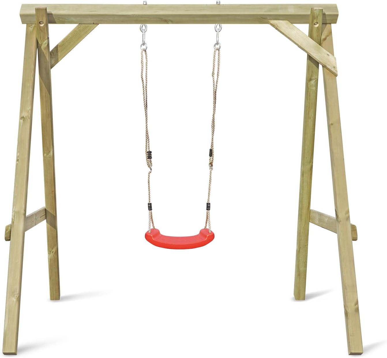 Gartenpirat Premium Kinderschaukel aus Holz Outdoor - Einzelschaukel mit Schaukelsitz - 180 x 180 x 200 cm TÜV geprüft