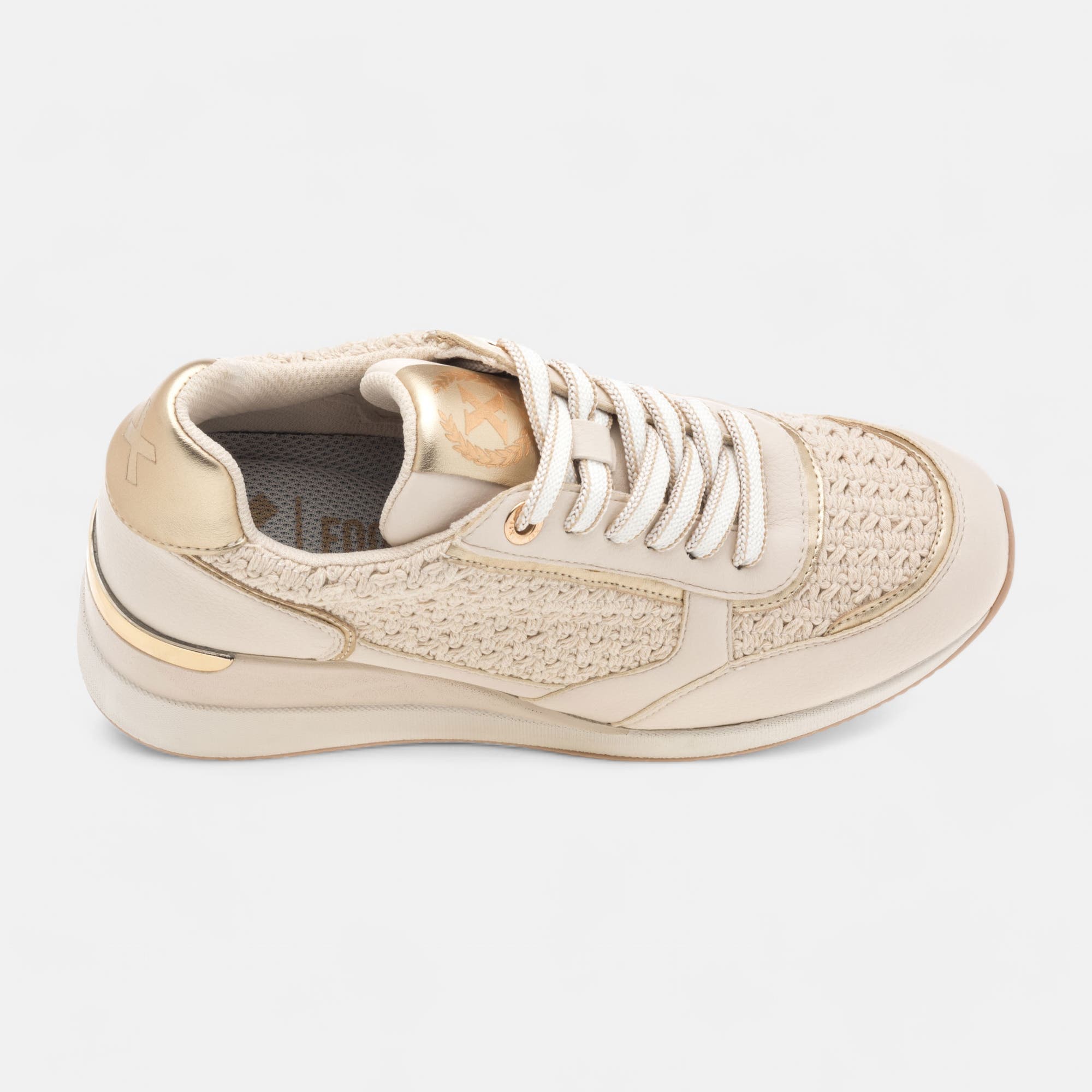 Baskets basses à talon compensé Femme beige