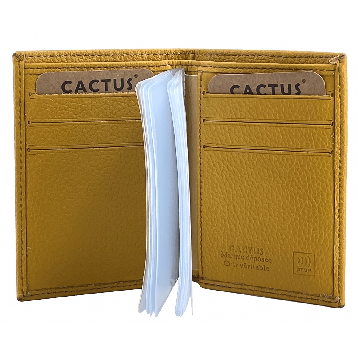 Cactus Porte Cartes cuir de vachette anti-RFID Cactus