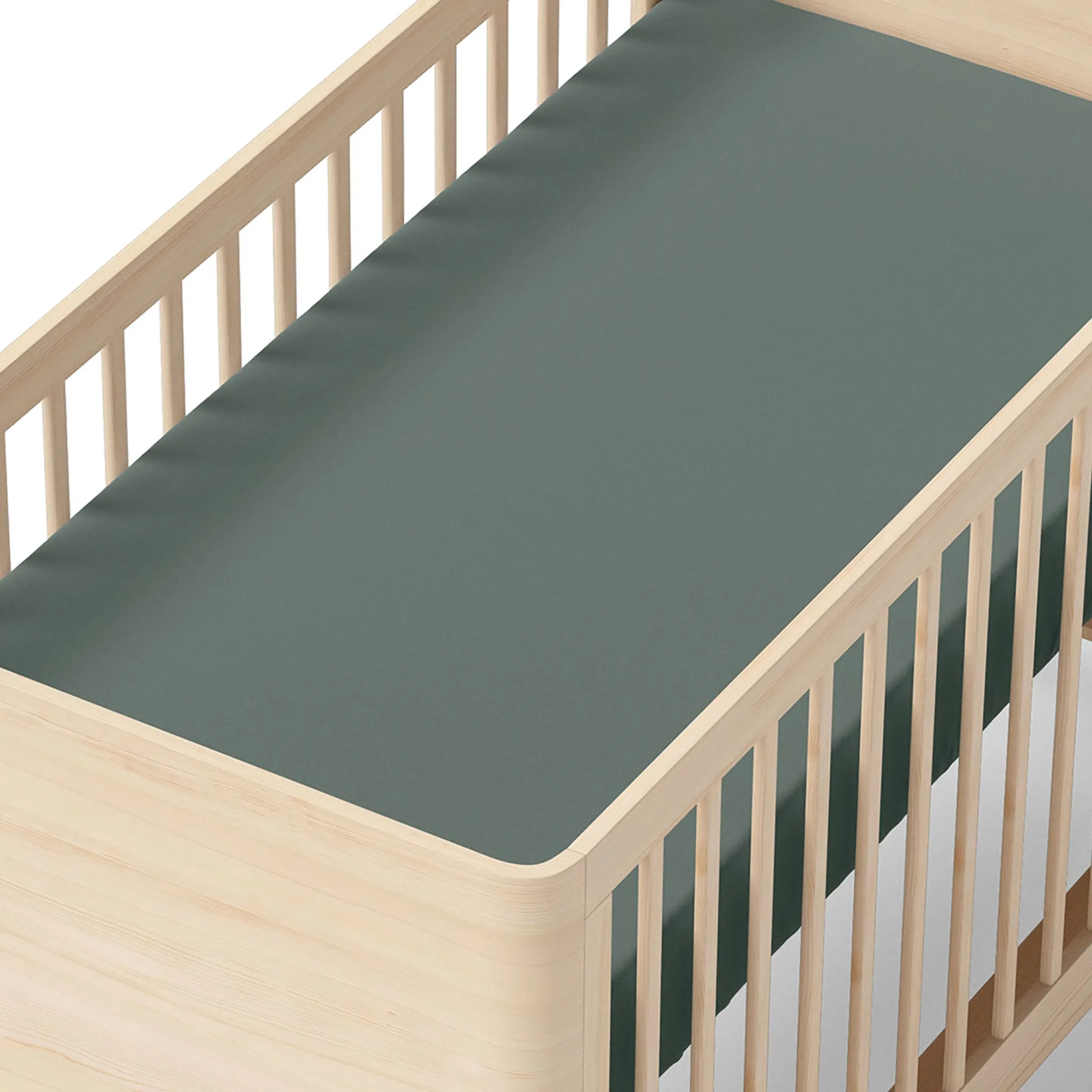 Origami Maison Drap Contour pour Lit de Bébé - Uni Vert Nordik