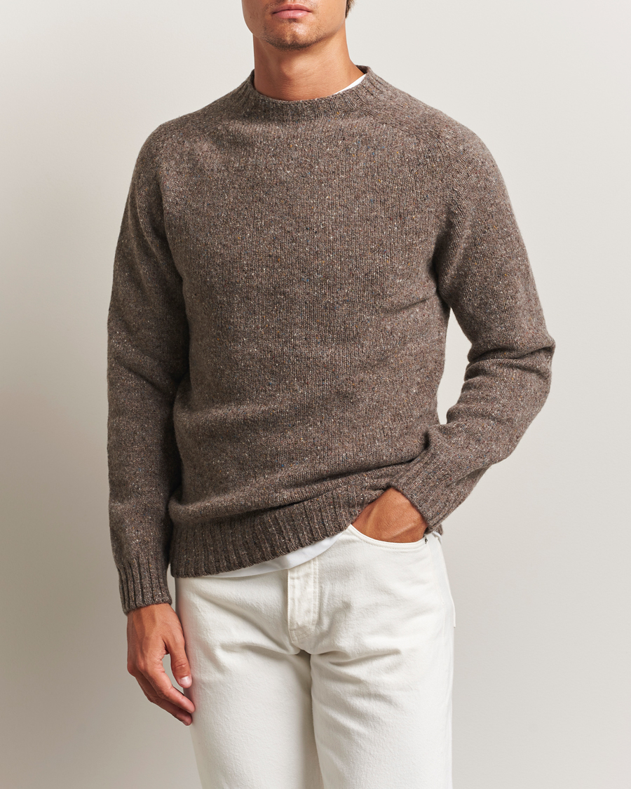 Harley Of Scotland Donegal Wool Crewneck Brown