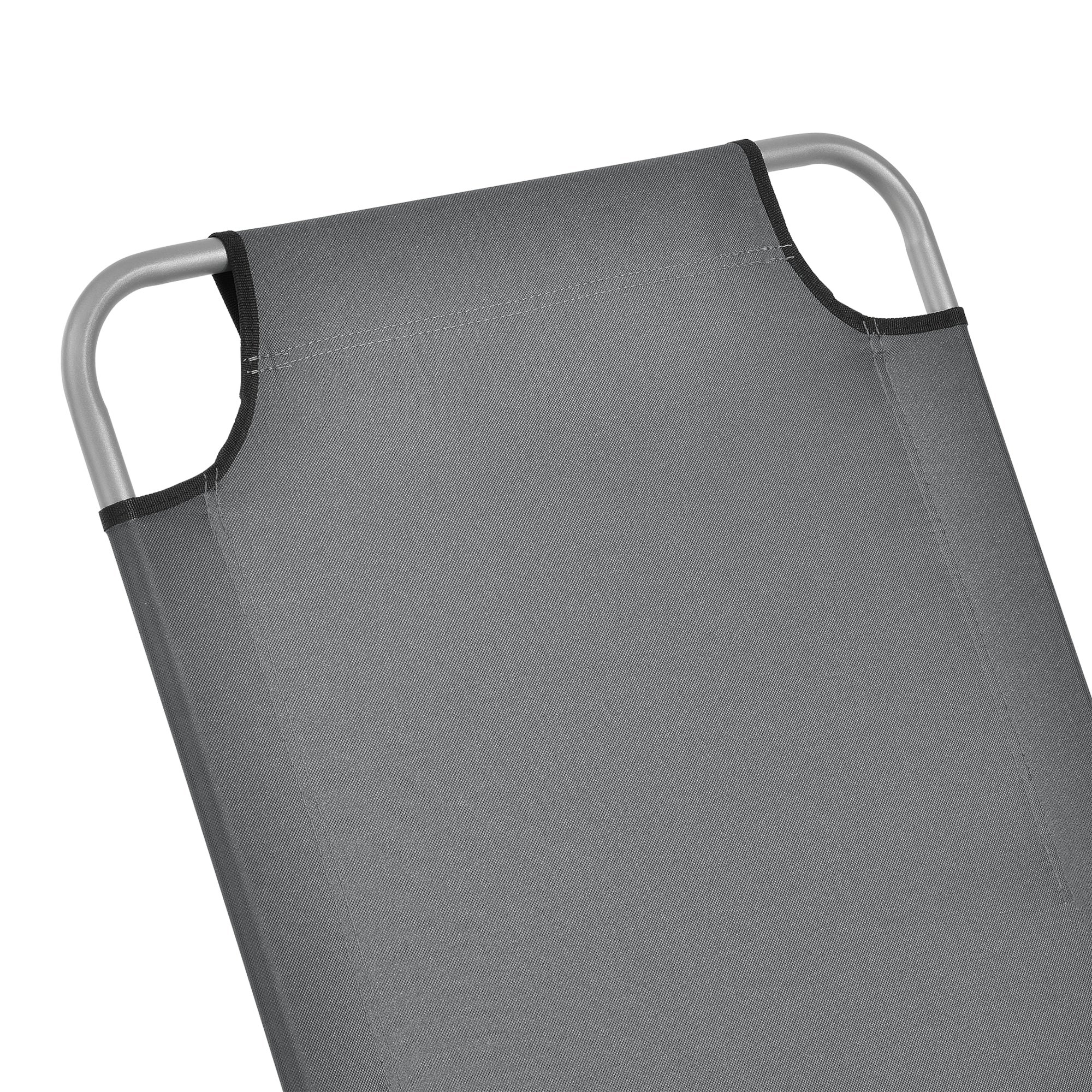 Lot de 2 transats inclinables acier polyester argenté mat gris foncé