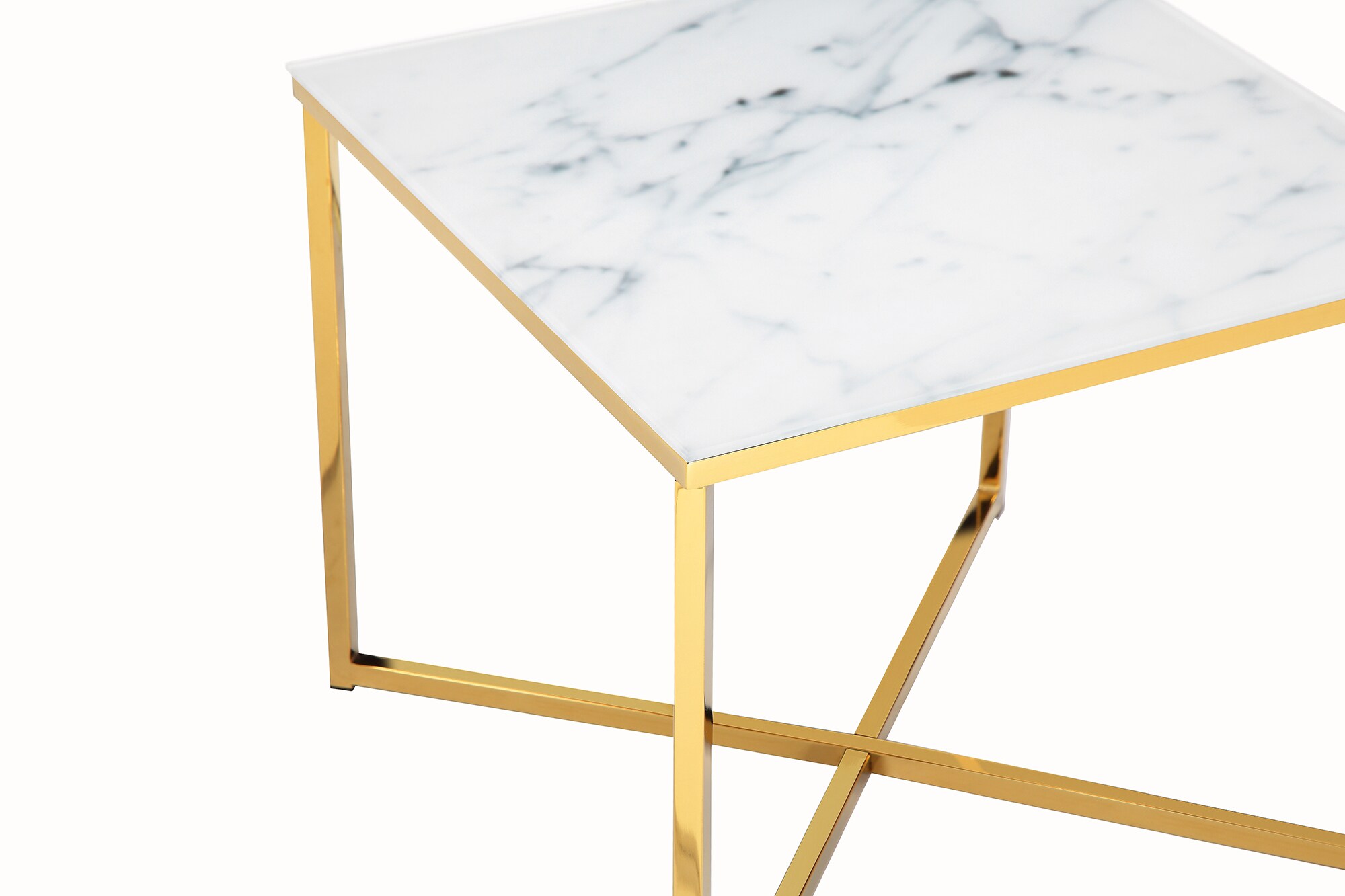 Beistelltisch Silber 55x55 cm Wohnzimmertisch Couchtisch Sofatisch Glastisch