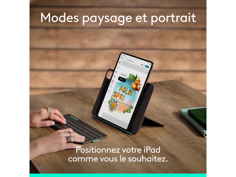 Logitech Tablet Tastatur Cover Flip Folio iPad Pro & Air13 Vielseitiges iPad Cover mit verstaubarer Tastatur