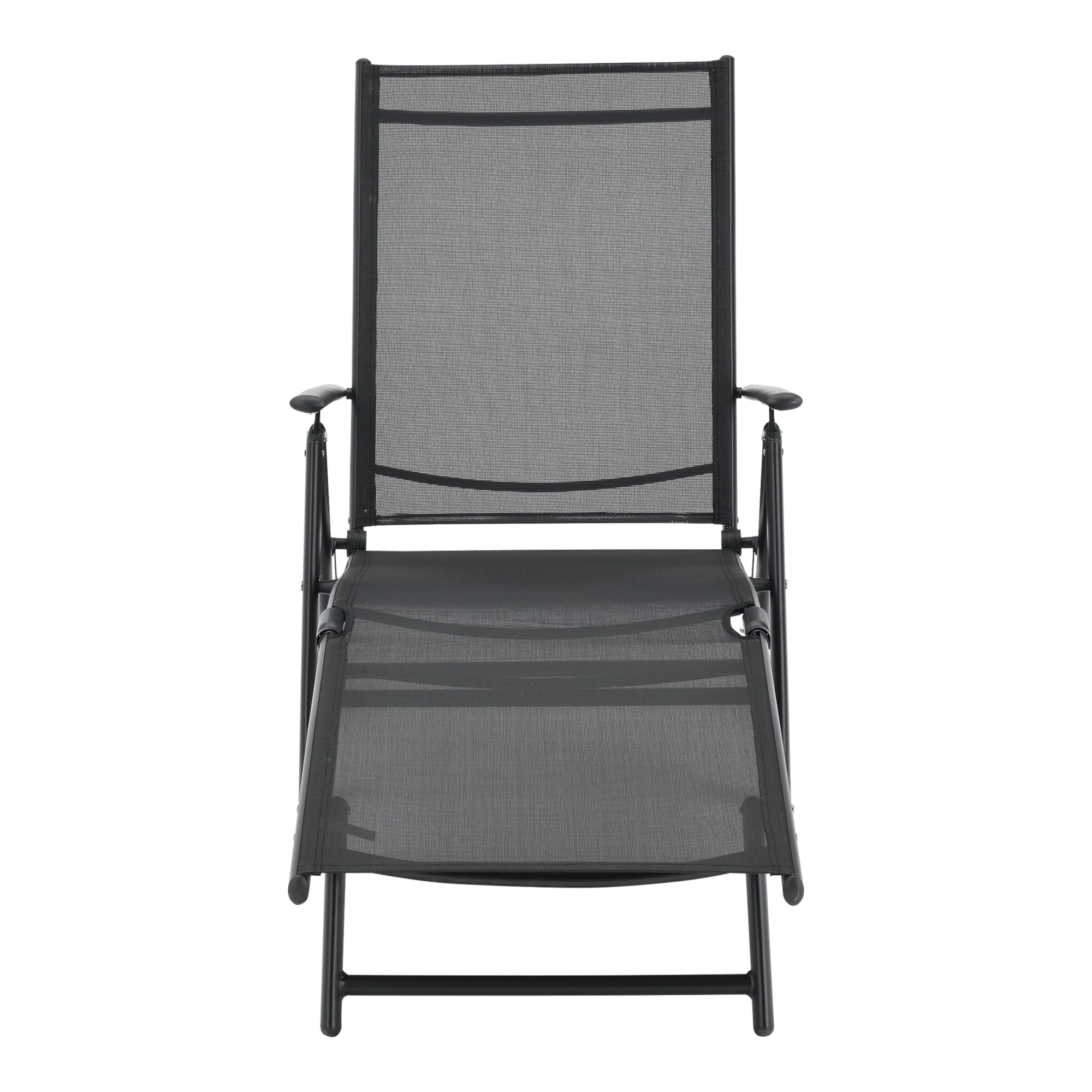 Transat bain de soleil inclinable 160° bain de soleil avec accoudoirs 150 x 65 x 86 cm noir