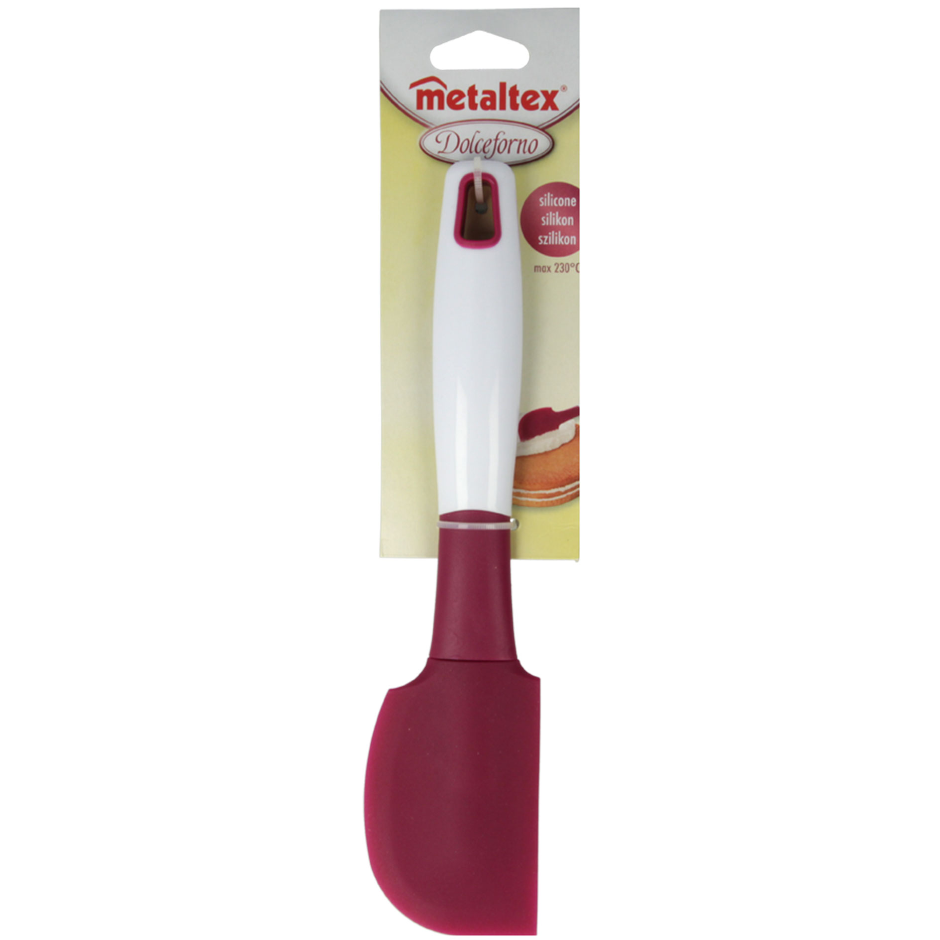 Silikon-Teigschaber - weiß-rosa - 26 cm