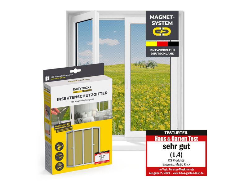 EASYmaxx Fliegengitter Magic Click 1.5 x 1.3 m Fenster-Moskitonetz